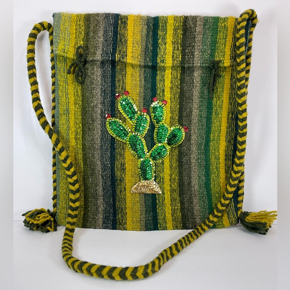 Vintage Mexican handmade Zapotec Woven Wool Oaxaca crossbody purse bag